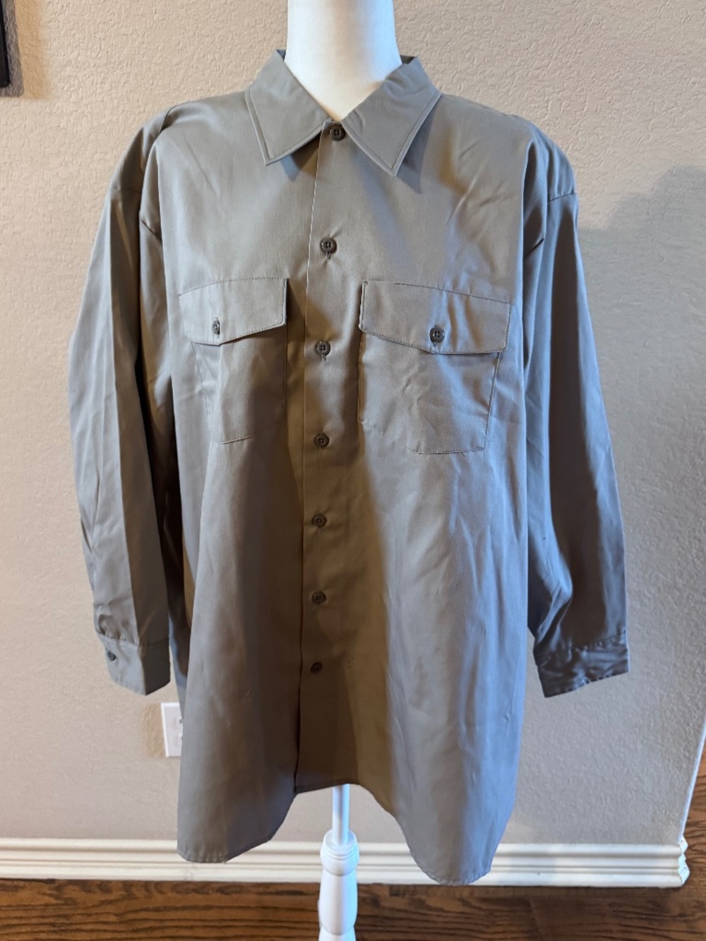 Dickies Long Sleeve Gray Button Front Shirt Size 3XL 19-19.5 x 32/33